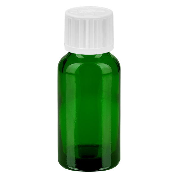 20ml flaska 11mm skruvkork vit standard med sabotageskydd GreenLine UT18/20