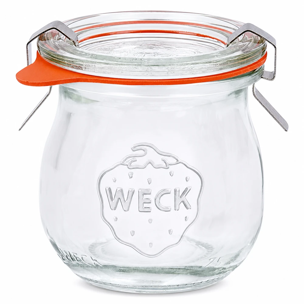 75ml tulpanburk komplett WECK RR40 WECK tulpanburk 75ml RR40 med glaslock och orange gummiring Konserverings- och förvaringsburk