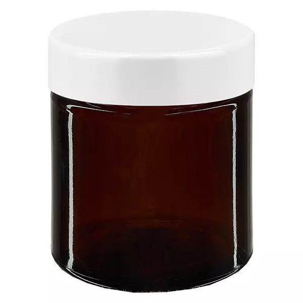 30ml glasburk. brun, med vitt bakelitlock ApoGlas 30ml glasburk. brun, med vitt bakelitlock ApoGlas