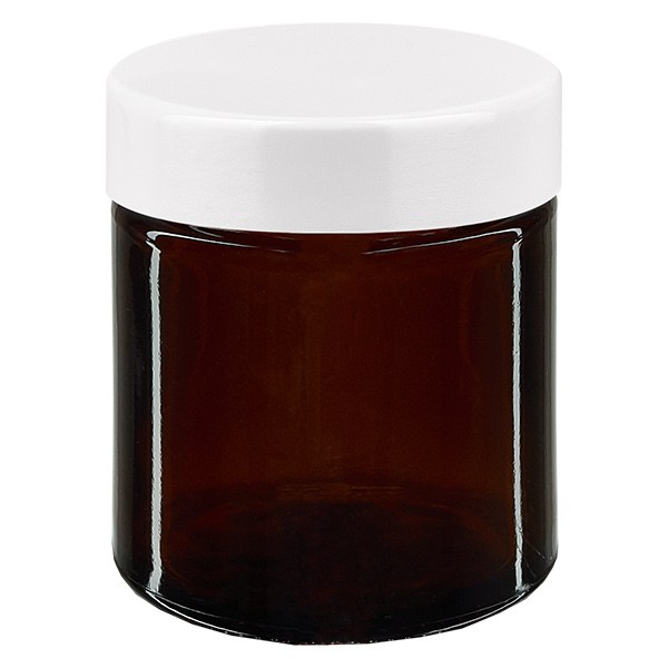 30ml glasburk. brun, med vitt bakelitlock ApoGlas 30ml glasburk. brun, med vitt bakelitlock ApoGlas