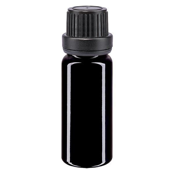 Apoteksflaska violett 10ml skruvkork svart tät förslutning Apoteksflaska violett 10ml skruvkork svart tät förslutning