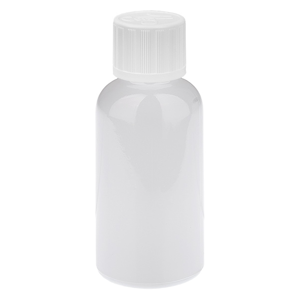 30 ml droppflaska 1,2 mm vit standardkork barnsäker WhiteLine UT18/30 30 ml droppflaska 1,2 mm vit standardkork barnsäker WhiteLine UT18/30