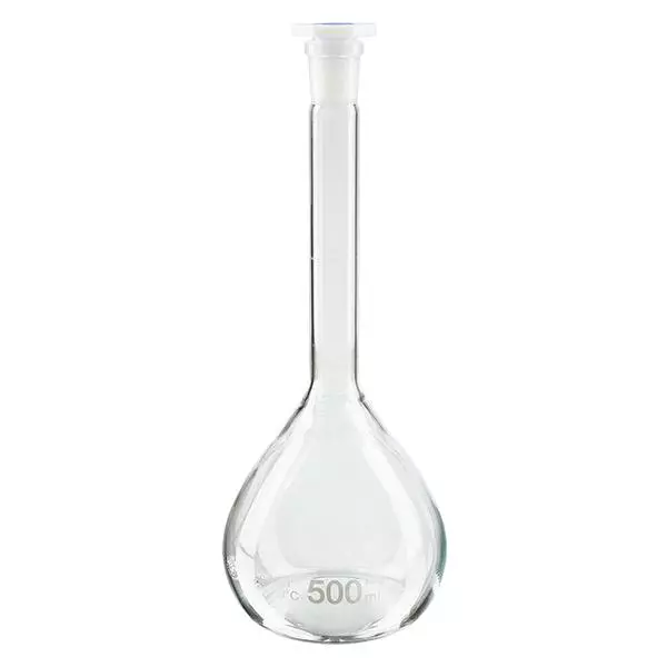 Volymetrisk kolv 500ml med standard slipad fog & PEHD-propp Volymetrisk kolv 500ml med standard slipad fog & PEHD-propp