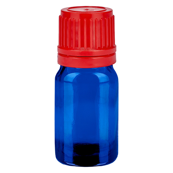 5 ml flaska 11mm skruvkork röd med sabotageskydd BlueLine UT18/5