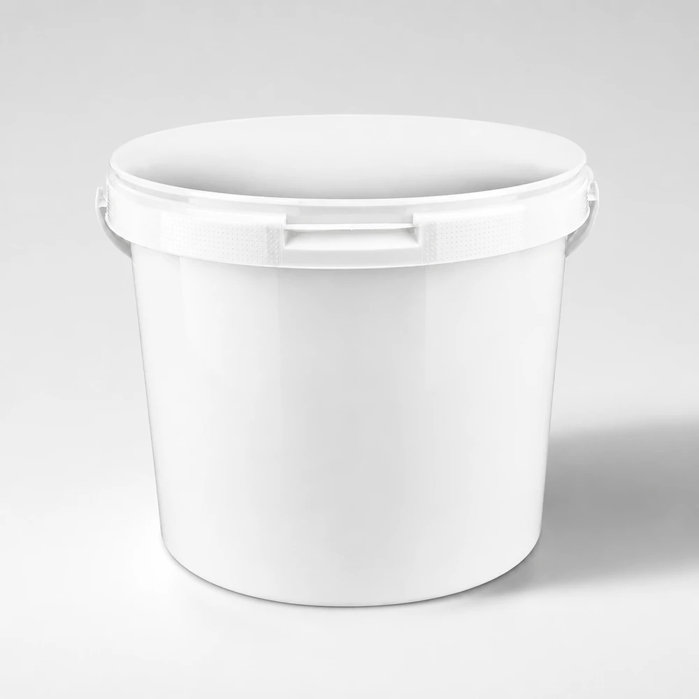Tom vit plasthink av PP, 5,6 liter, utan lock, med bred öppning uppifrån
