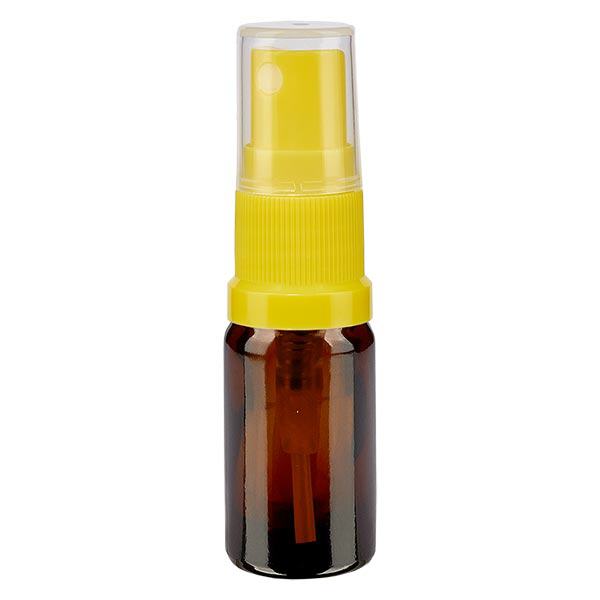 Apoteksflaska brun 5ml spraylock gul Apoteksflaska brun 5ml spraylock gul