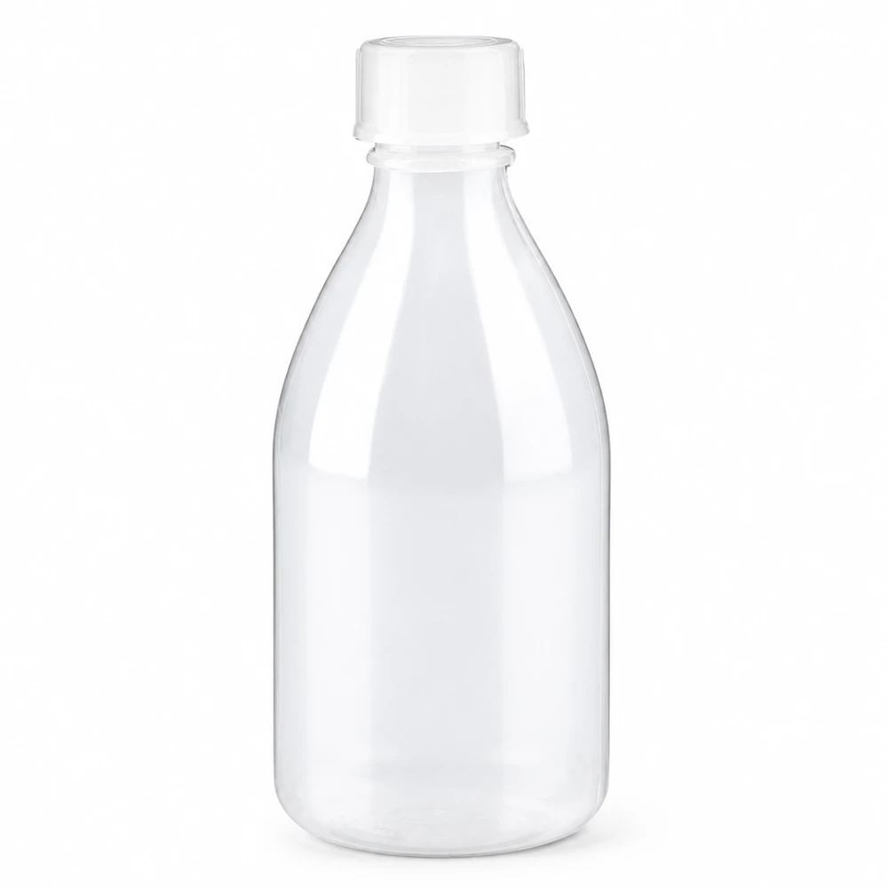 100ml laboratorieflaska med smal hals och skruvkork 100 ml skruvflaska med smal hals, genomskinlig, av plast, för laboratorie- och forskningsbruk