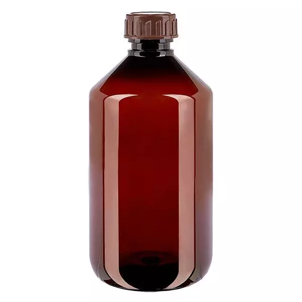 PET-flaska 500ml med brunt standardlock PET-flaska 500ml med brunt standardlock
