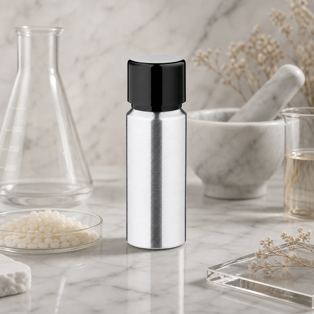 20 ml aluminiumflaska med matt yta och skruvlock, idealisk för parfym och serum