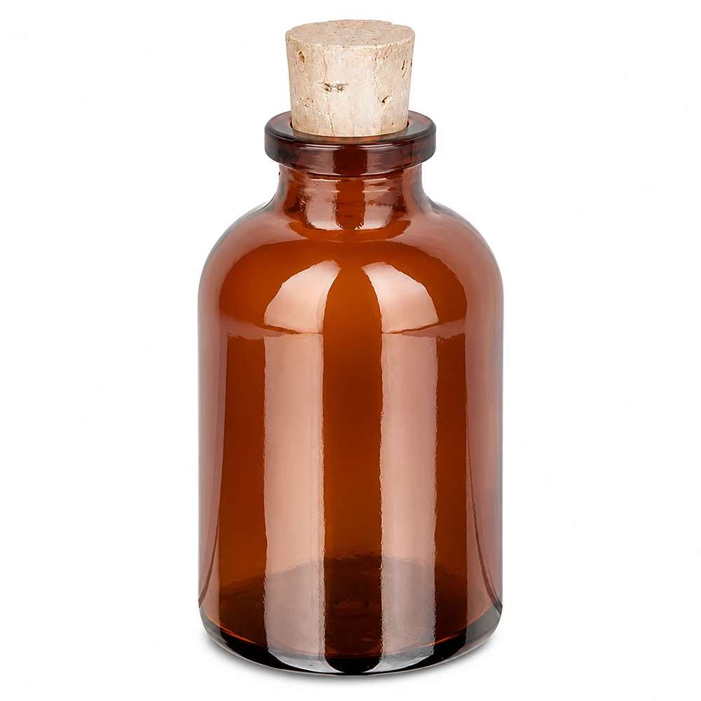 Bärnstensfärgad glasflaska 30ml med kork 11/14mm Apotheker Braunglasflasche 30ml mit Kork ideal für Laborflüssigkeiten