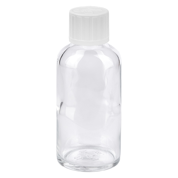 50ml flaska 11mm skruvkork vit standard med sabotageskydd ClearLine UT18/50 50ml flaska 11mm skruvkork vit standard med sabotageskydd ClearLine UT18/50
