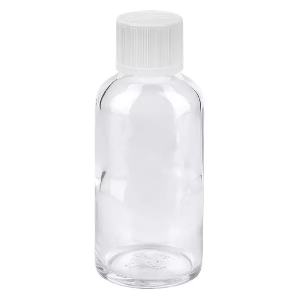 50ml flaska 11mm skruvkork vit standard med sabotageskydd ClearLine UT18/50 50ml flaska 11mm skruvkork vit standard med sabotageskydd ClearLine UT18/50