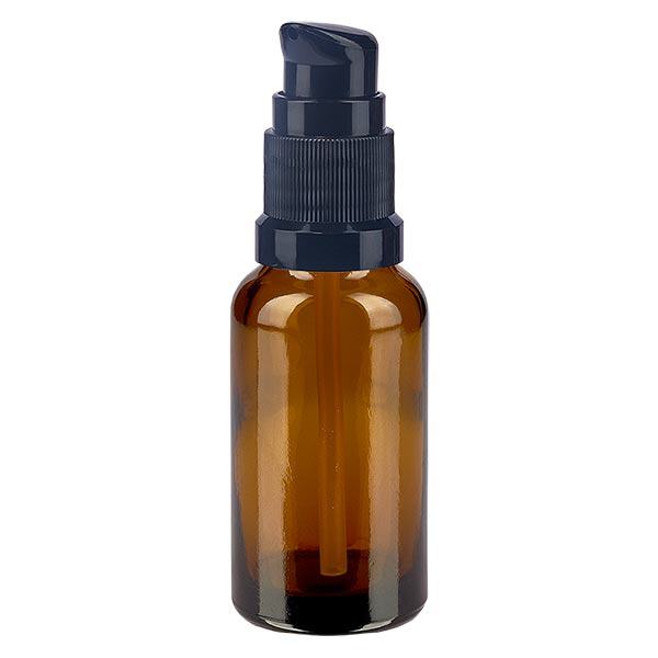 Apoteksflaska brun 20ml pumpkork svart standard Apoteksflaska brun 20ml pumpkork svart standard