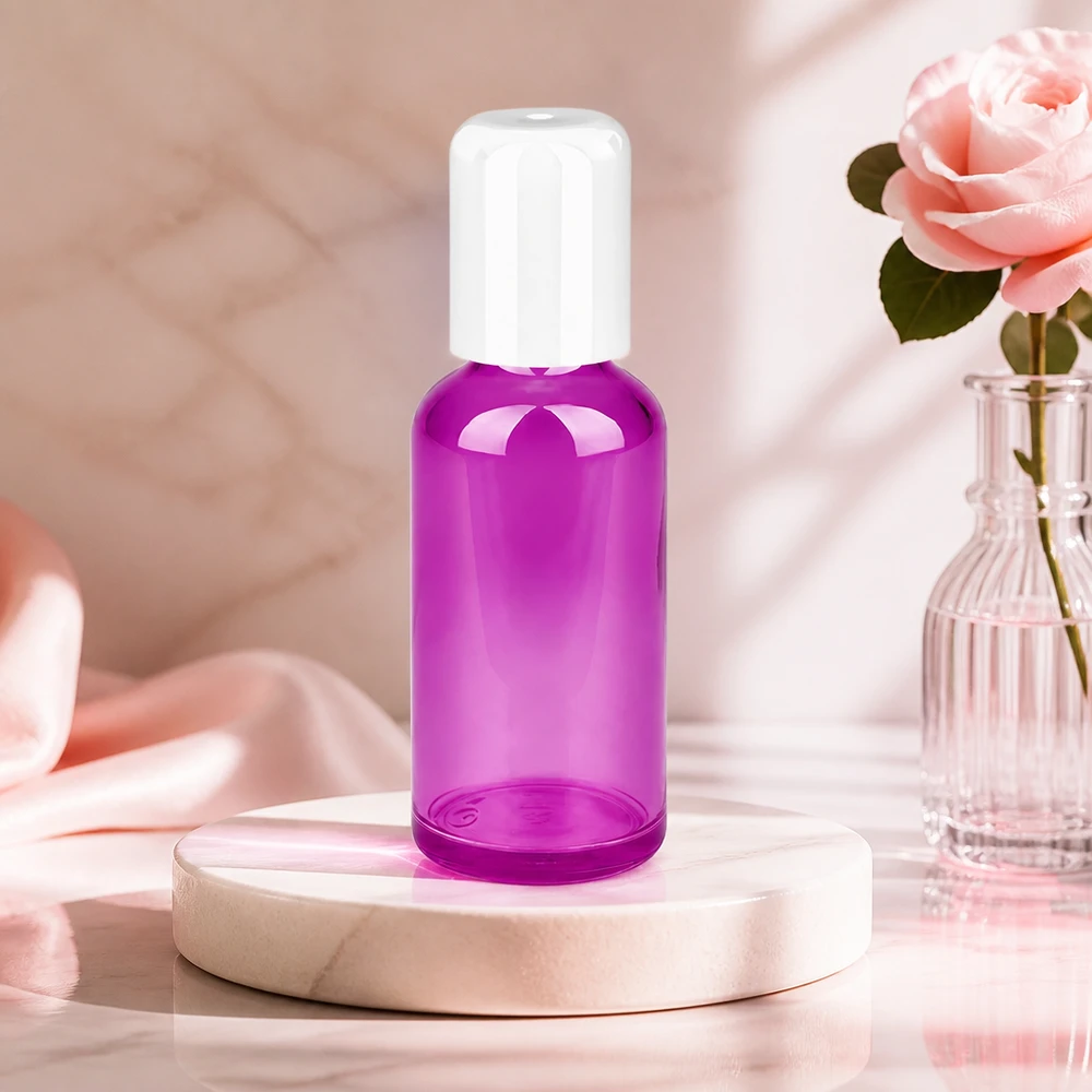 50ml roll-on flaska vit standard PurpleLine UT18/50 Roll-on-flaska 50 ml med vitt lock STD UT18/50 för exakt dosering av hudvårdsprodukter