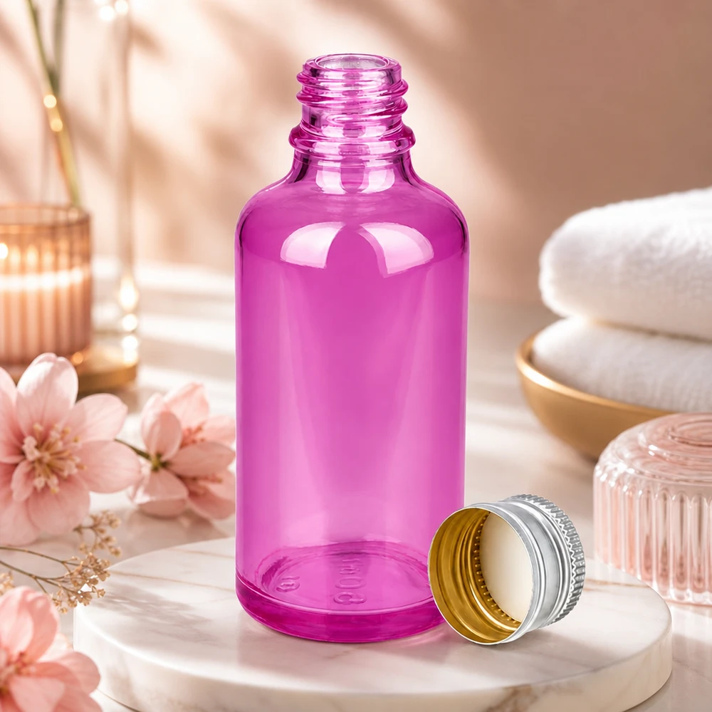 50ml flaska 11mm skruvkork aluminium-silver standard PurpleLine.UT18/50 Elegant 50 ml droppflaska i lila glas med högkvalitativt skruvlock i aluminium-silver