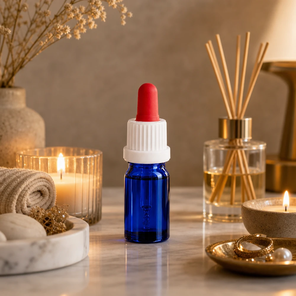 5ml pipettflaska vit/röd med säkerhetsförslutning BlueLine UT18/5 Professionell blå pipettflaska 5 ml med överfyllnadsskydd för laboratorieapplikationer och kosmetikaproduktion