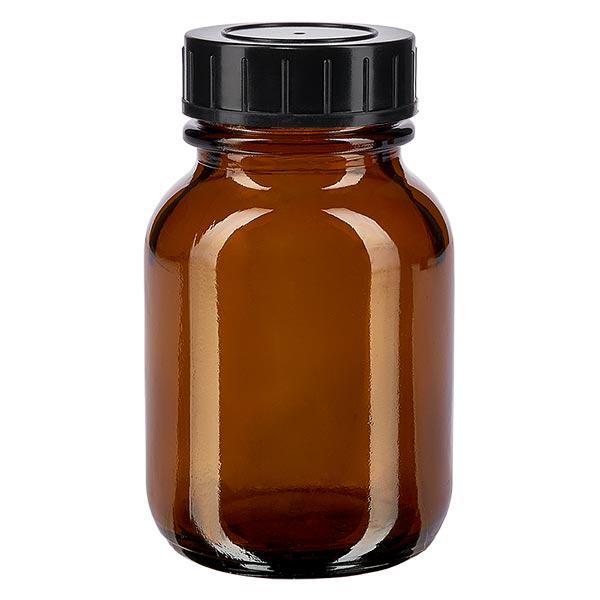 50ml bärnstensfärgad flaska med bred hals och skruvkork