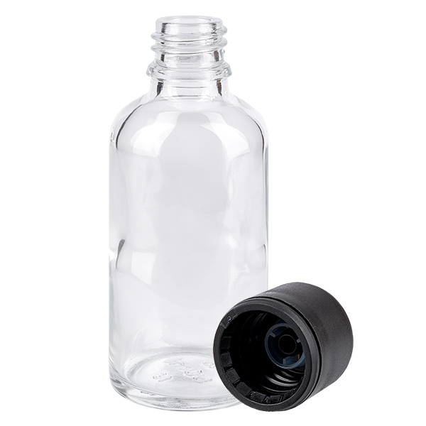 50ml flaska 6mm skruvkork svart standard ClearLine UT18/50 50ml flaska 6mm skruvkork svart standard ClearLine UT18/50