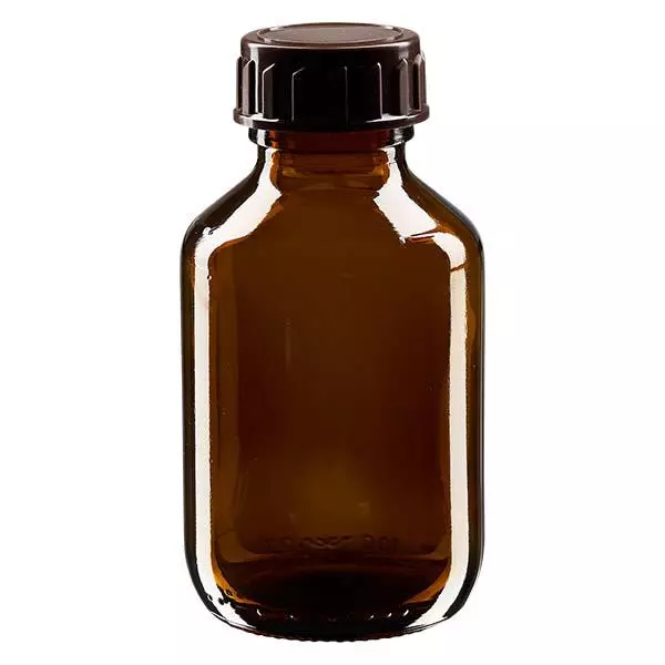 100ml medicinflaska brun, med lock brun ApoGlas