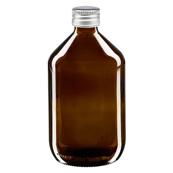 500 ml medicinflaska brun, med silverfärgat aluminiumlock ApoGlas 500 ml medicinflaska brun, med silverfärgat aluminiumlock ApoGlas