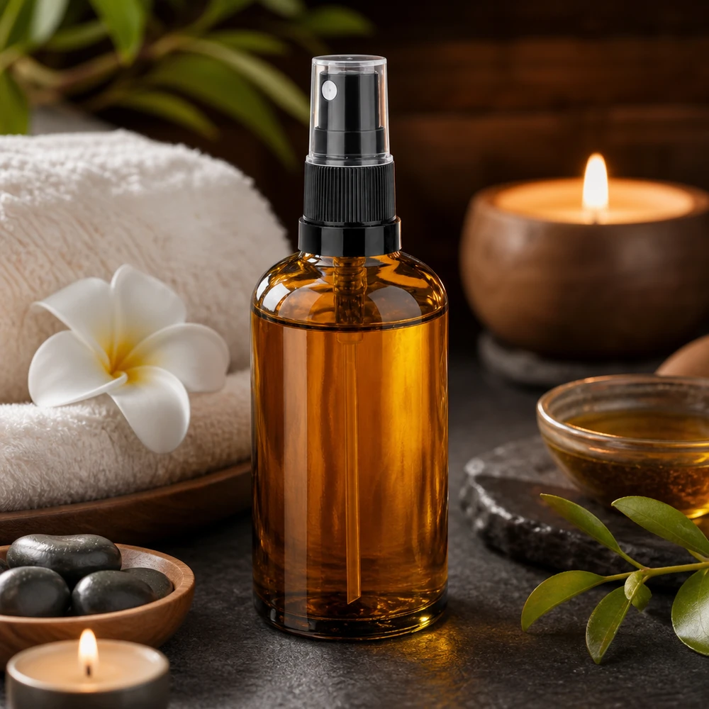 Premium 100 ml sprayflaska av UV-skyddande brunt glas för högkvalitativ naturkosmetik