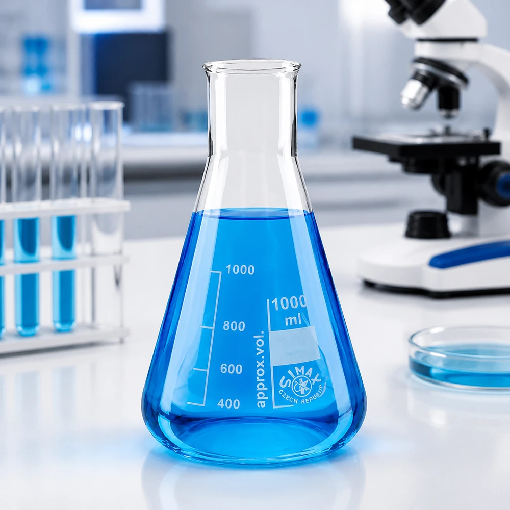 Erlenmeyerkolv 200ml bred hals Erlenmeyerkolv 200 ml med bred hals och gradering för exakta mätningar i laboratoriet