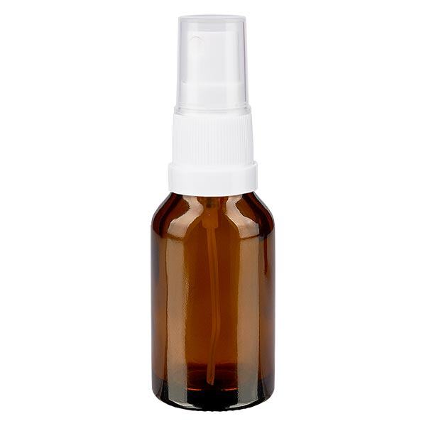 Apoteksflaska brun 30ml med vit spraytopp Apoteksflaska brun 30ml med vit spraytopp