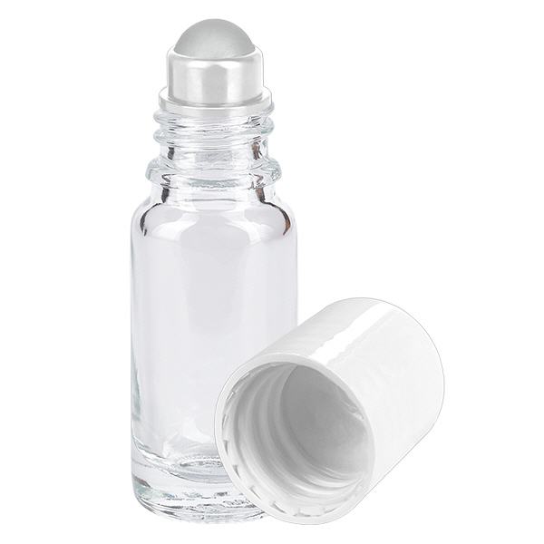Apoteksflaska klar 10ml roll-on lock vit Apoteksflaska klar 10ml roll-on lock vit