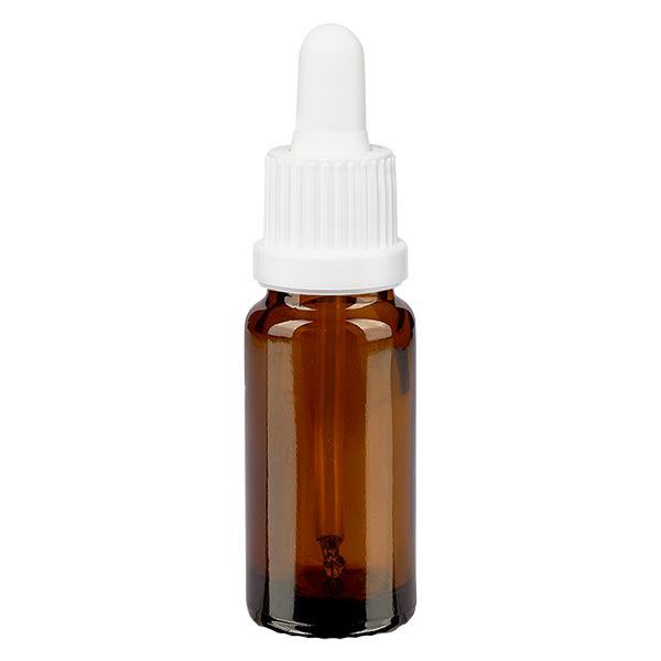 Apoteksflaska brun 10ml pipett vit med säkerhetsförslutning Apoteksflaska brun 10ml pipett vit med säkerhetsförslutning