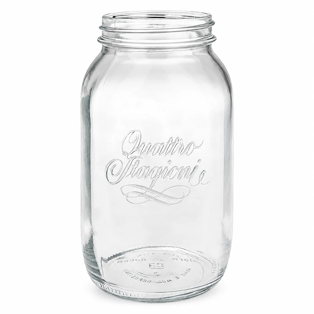 1500ml runt glas "Quattro Stagioni" QS86mm 1500 ml Quattro Stagioni hushållsburk med skruvgänga, transparent konserveringsburk för kök och förvaring