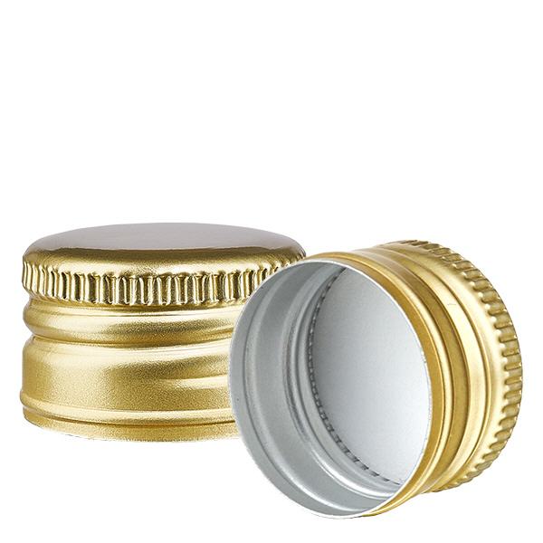 Skruvlock guld tillverkat av aluminium standard PP28 ApoGlas