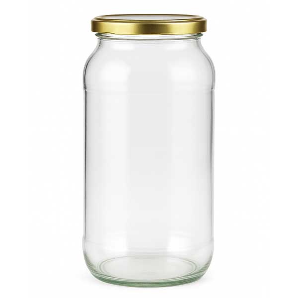 1062ml runt glas med BasicSeal-lock guld UNiTWIST