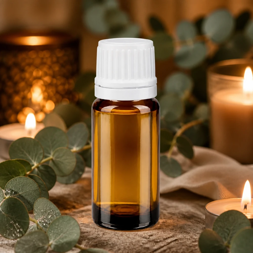 Apoteksflaska brun 10ml droppkork 1.2mm vit manipulationsskyddad kork Liten brun glasflaska på 10 ml med vit originalförslutning för eteriska oljor och aromaterapi