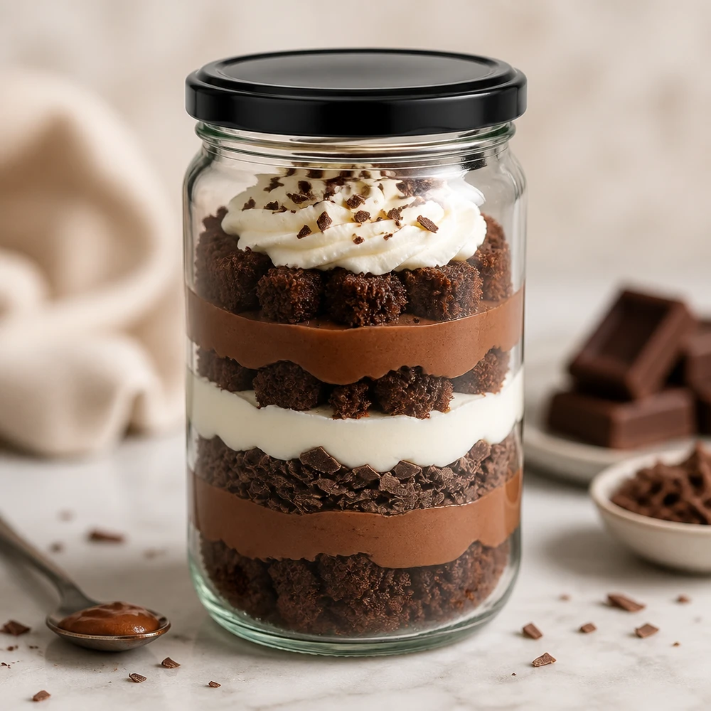 Rund burk 305 ml med lock BasicSeal svart UNiTWIST 305ml Rundglas UNiTWIST mit schwarzem Deckel für Schichtdesserts - perfekt für Tiramisu und Mousse-Kreationen