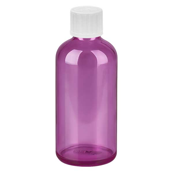 100 ml droppflaska 1,2 mm vit standard barnsäker PurpleLine. UT18/100