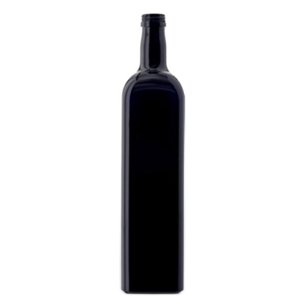 Oljeflaska violett glas 1000ml fyrkantig, UNI 31,5x24 Oljeflaska violett glas 1000ml fyrkantig, UNI 31,5x24