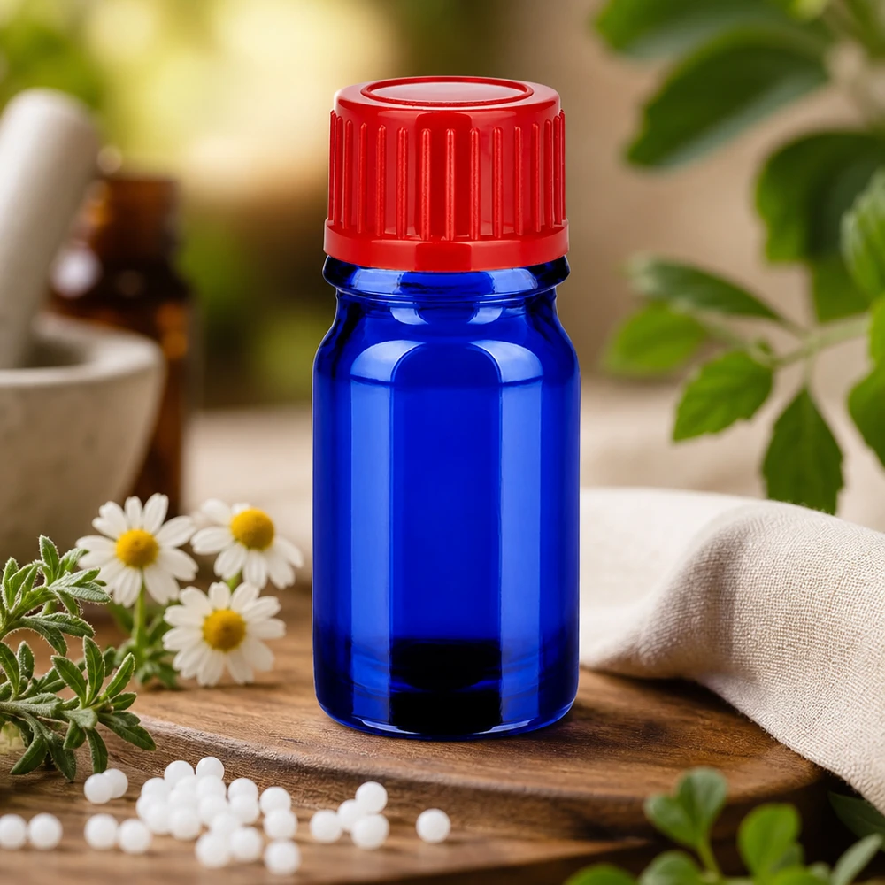 Kompakt 5ml flaska med 11mm skruvlock röd STD BlueLine för mobila applikationer