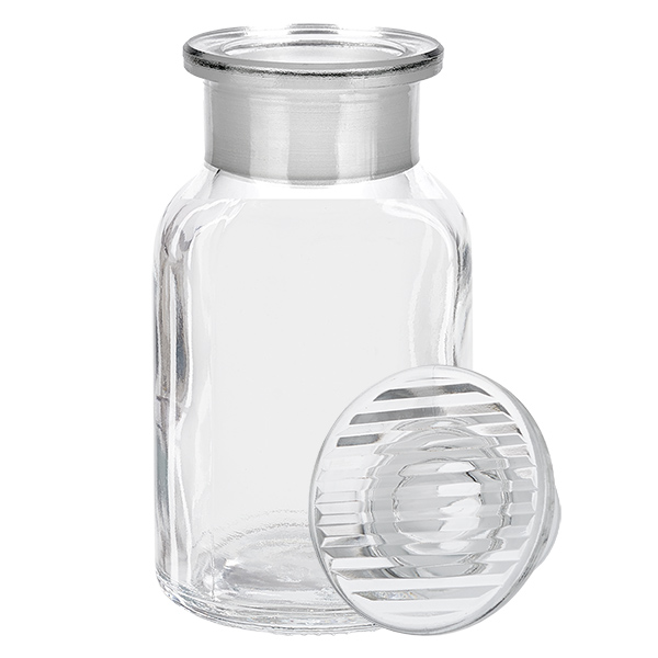 Flaska med rund axel 100ml klar glaspropp med bred hals Genomskinlig laboratorieflaska med vid hals, 100 ml, med slipad glaspropp av borosilikatglas