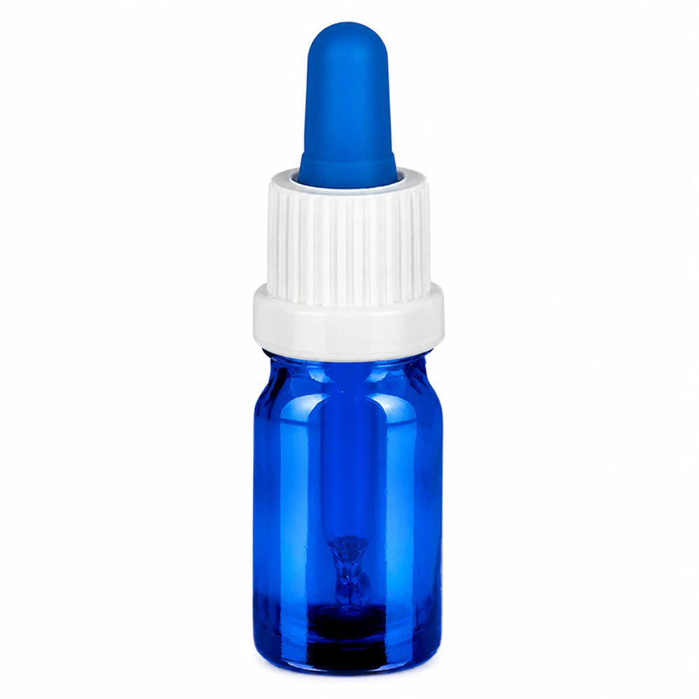 5ml Pipettflaska vit/blå med manipuleringssäkert lock BlueLine UT18/5 5 ml pipettflaska i blått med vitt lock för exakt dosering av vätskor