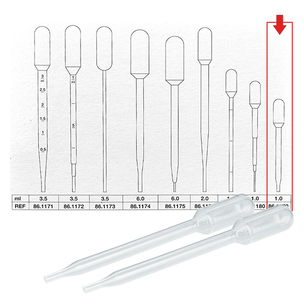 1ml överföringspipett (87x10mm) utan gradering 1ml överföringspipett (87x10mm) utan gradering