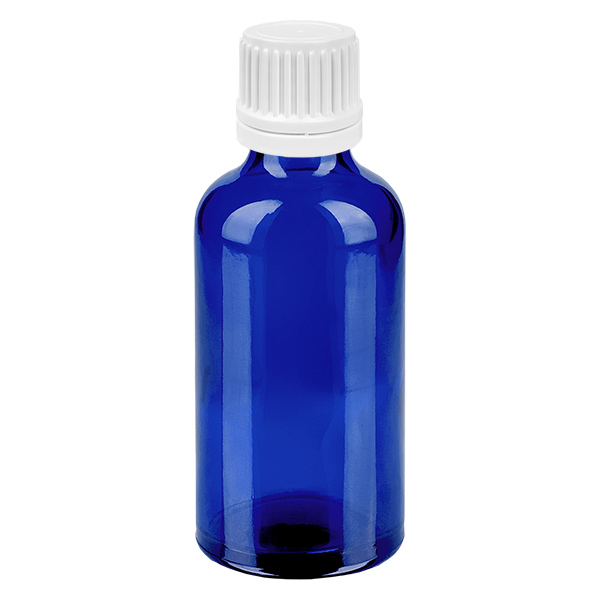 50 ml Droppflaska 0,7 mm vit med säkerhetsförslutning BlueLine UT18/50