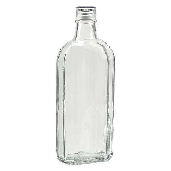250 ml Meplat klar med aluminiumlock silver PP22