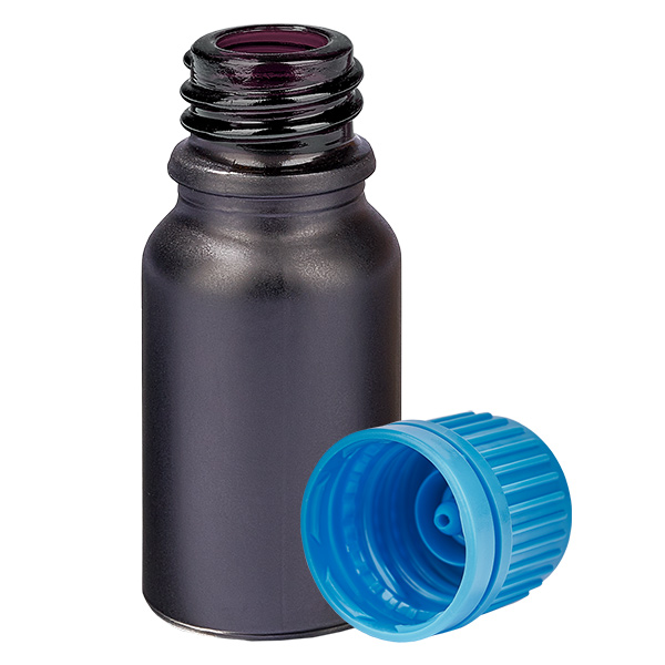 10ml flaska 11mm skruvkork blå säkerhetslock BlackLine UT18/10 10ml flaska 11mm skruvkork blå säkerhetslock BlackLine UT18/10