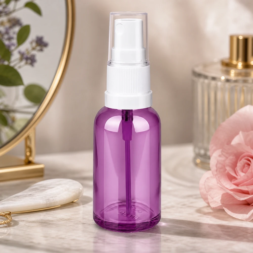 30ml sprayflaska vit/transparent Standard PurpleLine UT18/30 Transparent lila sprayflaska 30 ml med vitt sprayhuvud för DIY-kosmetika och aromaterapi