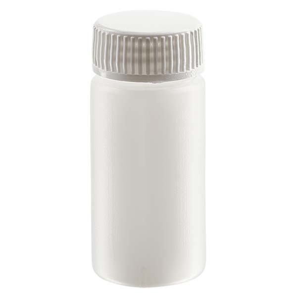 Provflaska 20ml, PE-HD, natur, komplett med skruvkork gänga GL 22,5 Provflaska 20ml, PE-HD, natur, komplett med skruvkork gänga GL 22,5