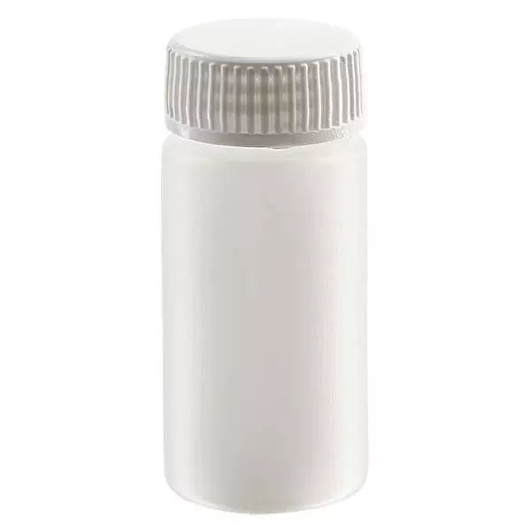 Provflaska 20ml, PE-HD, natur, komplett med skruvkork gänga GL 22,5 Provflaska 20ml, PE-HD, natur, komplett med skruvkork gänga GL 22,5