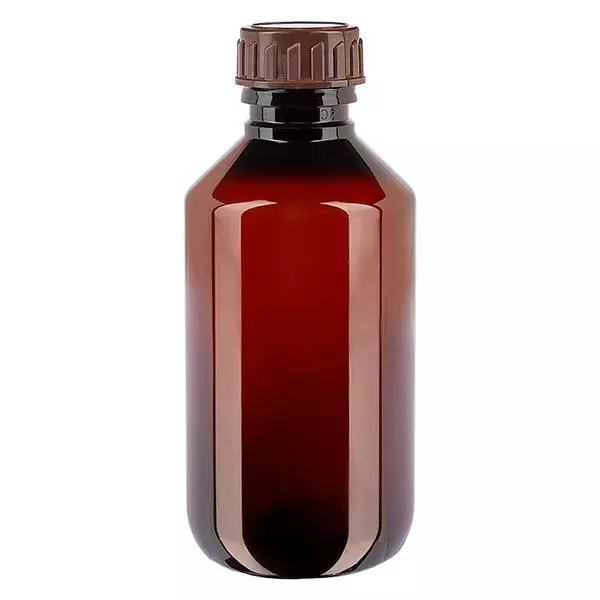 PET-flaska 200ml med brunt standardlock PET-flaska 200ml med brunt standardlock