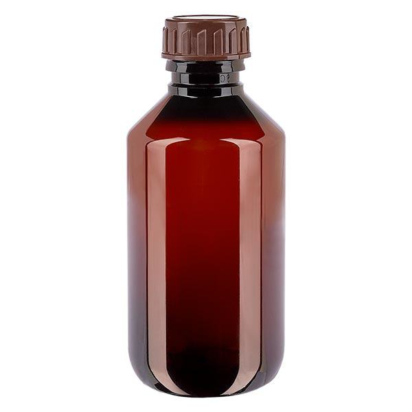 PET-flaska 200ml med brunt standardlock PET-flaska 200ml med brunt standardlock