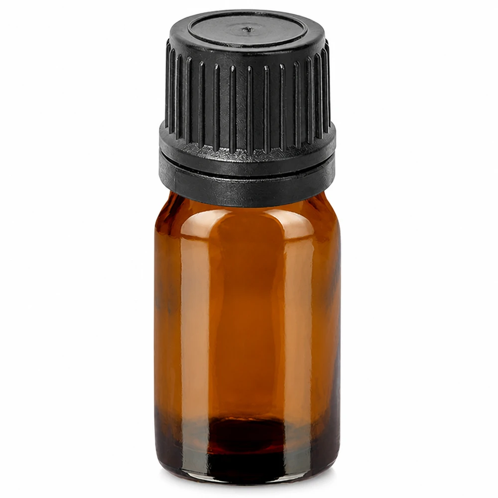 5ml droppflaska brun med svart lock för eteriska oljor och aromaterapi