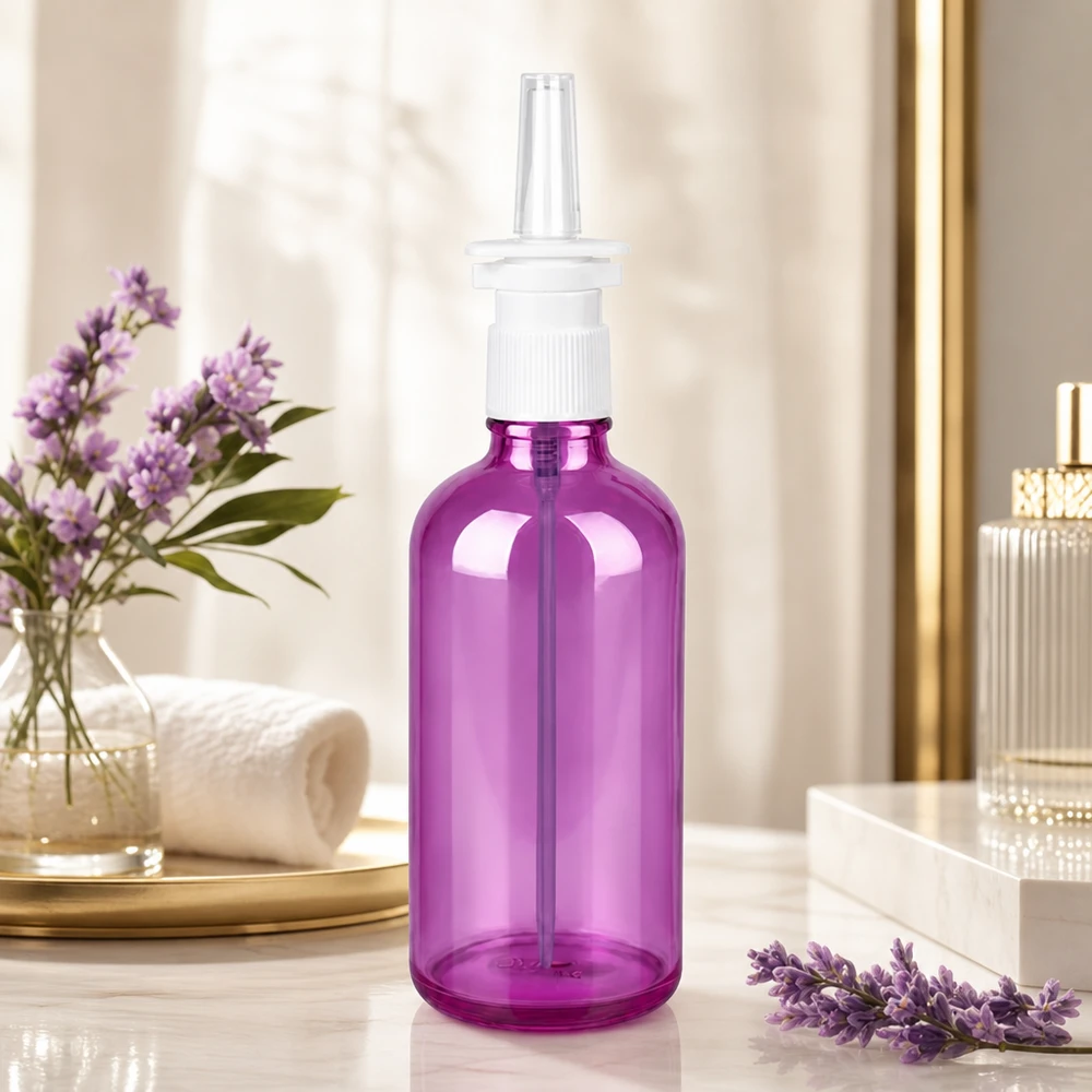 100 ml nässprayflaska vit/transparent standard PurpleLine UT18/100 Transparent sprayflaska 100 ml i elegant violett färg med exakt sprayhuvud för doserad applicering